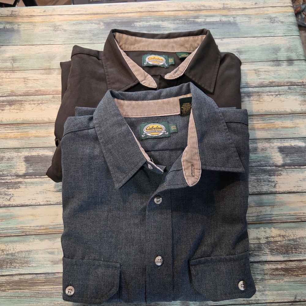 Two Cabela's Outdoor Gear Mens Button Up polyester Shirt Size 2XLT